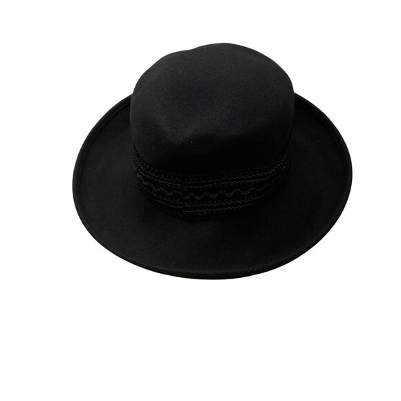 Hoodlums Womens Black Wool Fedora Braided Band Made In USA - Picture 7 of 13